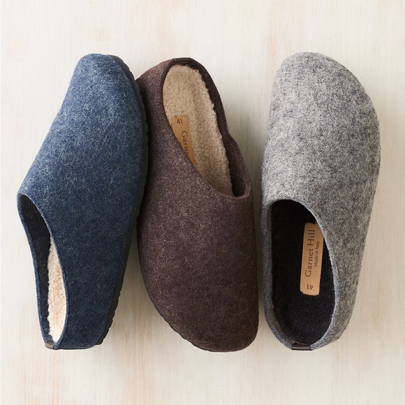 Garnet Hill Men’s Grey One-Mile Wool Slides - Picture 1 of 7